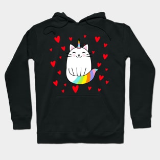 colorful unicorn happy cat love Hoodie